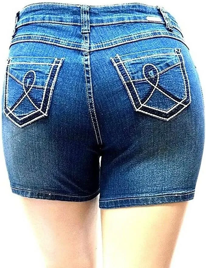 Kim Rogers, Jack David, Wax Jeans Womens Plus Size Capri,Short Stretch Distressed Blue Denim Jeans Shorts