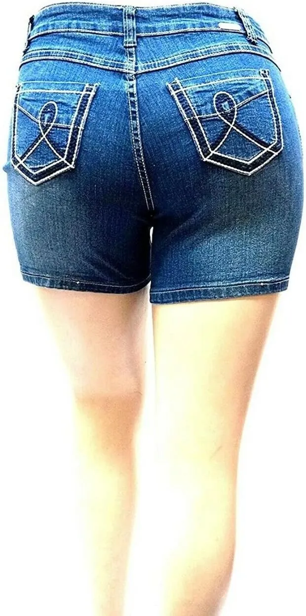 Kim Rogers, Jack David, Wax Jeans Womens Plus Size Capri,Short Stretch Distressed Blue Denim Jeans Shorts