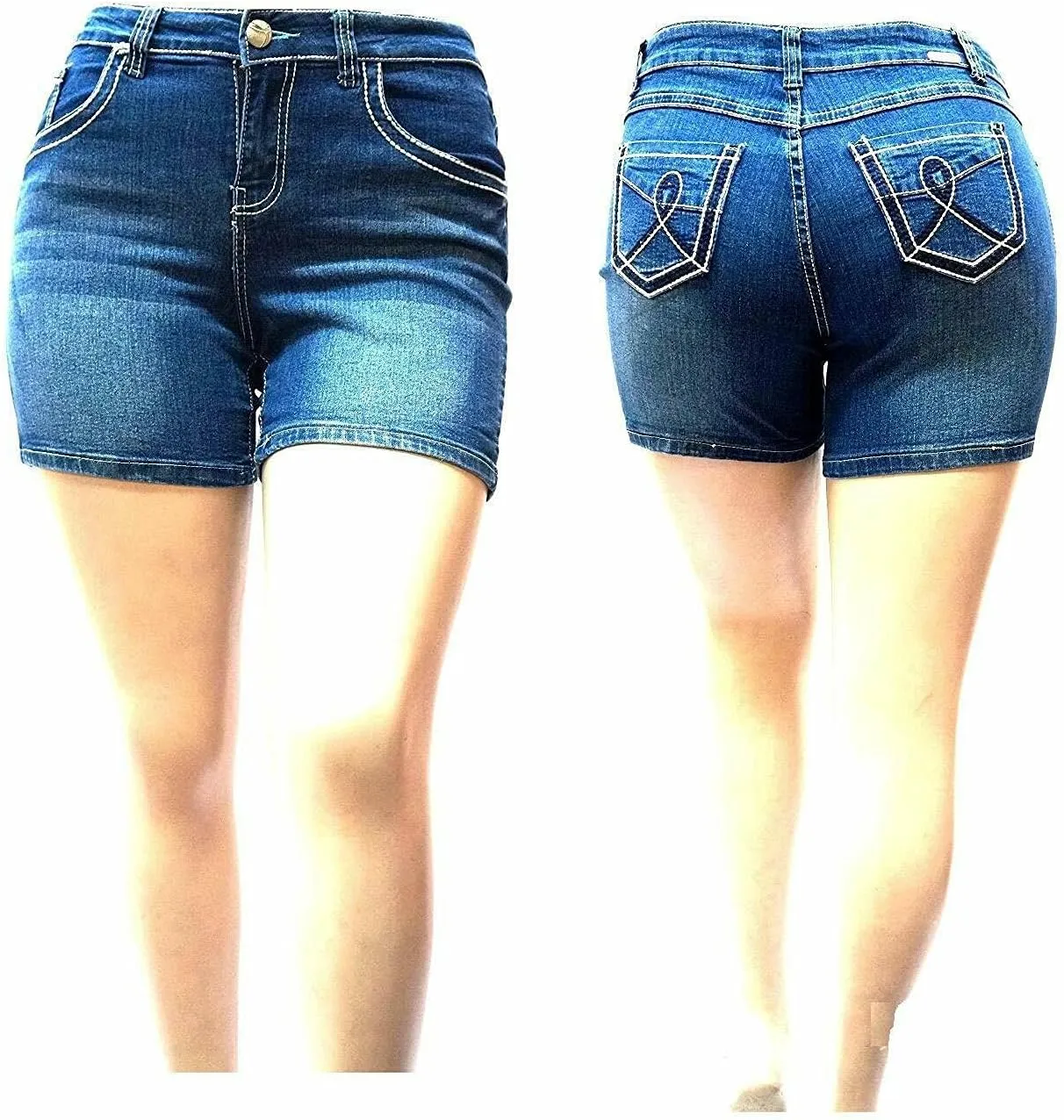 Kim Rogers, Jack David, Wax Jeans Womens Plus Size Capri,Short Stretch Distressed Blue Denim Jeans Shorts
