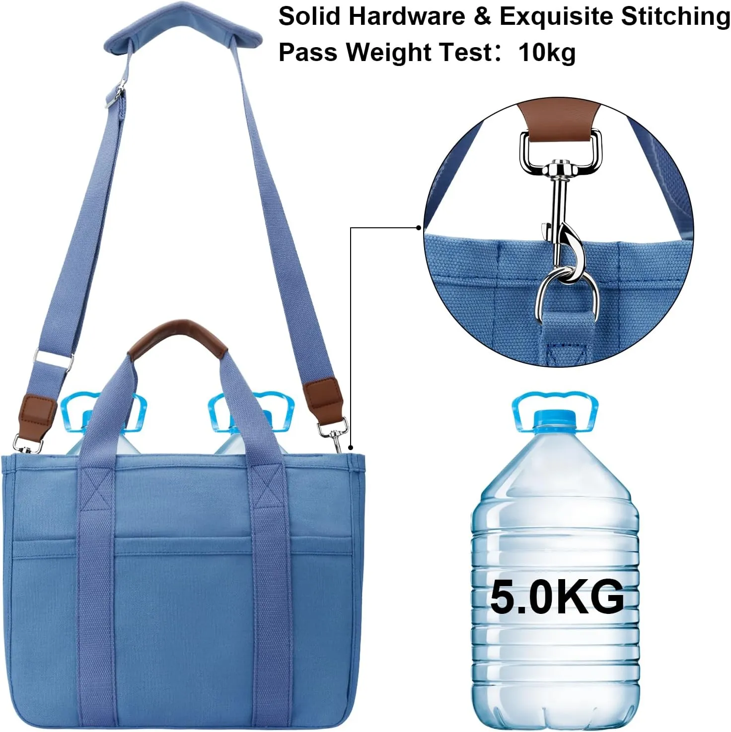 KKXIU Canvas Tote Bag for Women with Zipper and Compartments Crossbody Large Bible Messenger Purse Bag With Pockets