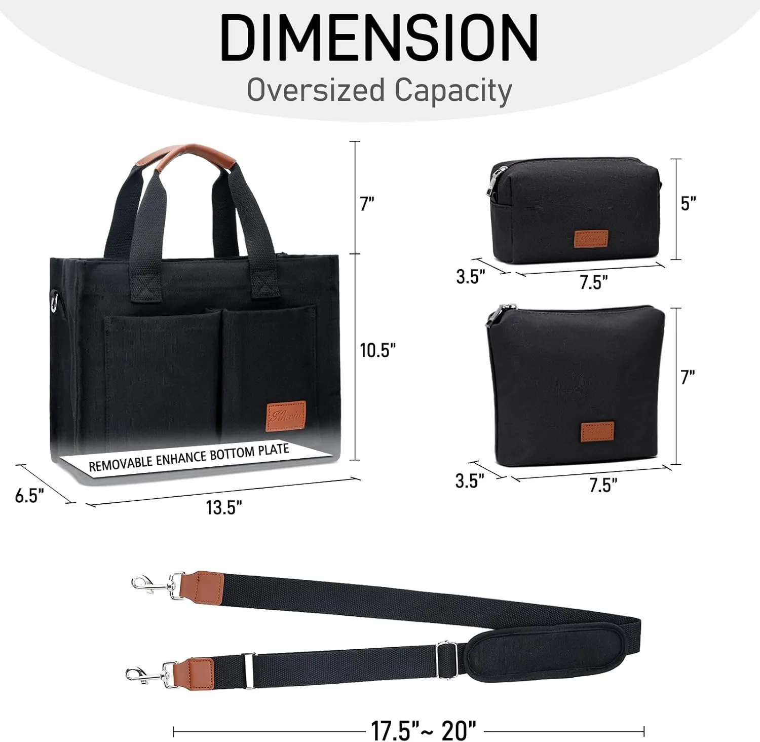 KKXIU Large Canvas Tote Bag for Women with Zipper and Compartments Crossbody Work Bible Messenger Purse Bag With Pockets