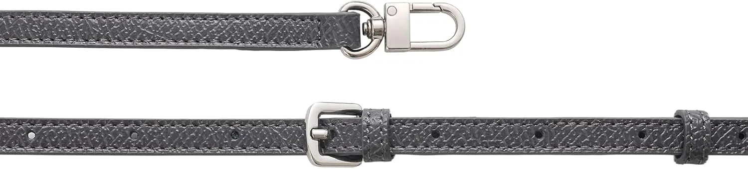KOMHPS Purse Straps Replacement, Leather Handbag Crossbody Shoulder Strap Adjustable for Longchamp Bag Women(Gray Silver)