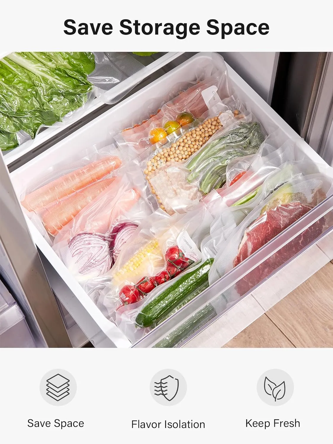 Kootek Vacuum Sealer Bags, 150 Gallon 11" x 16", Quart 8" x 12" and Pint 6" x 10" Vacuum Seal Bags for Food, Commercial Heavy Duty, BPA Free, Precut Food Vac Bag for Storage, Meal Prep or Sous Vide