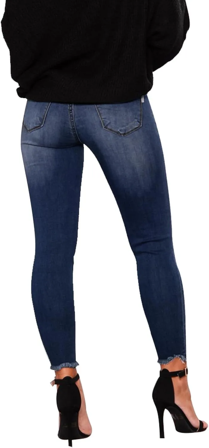 KUNMI Women's Skinny Ripped Trendy Jeans Distressed Stretchy Denim Pants