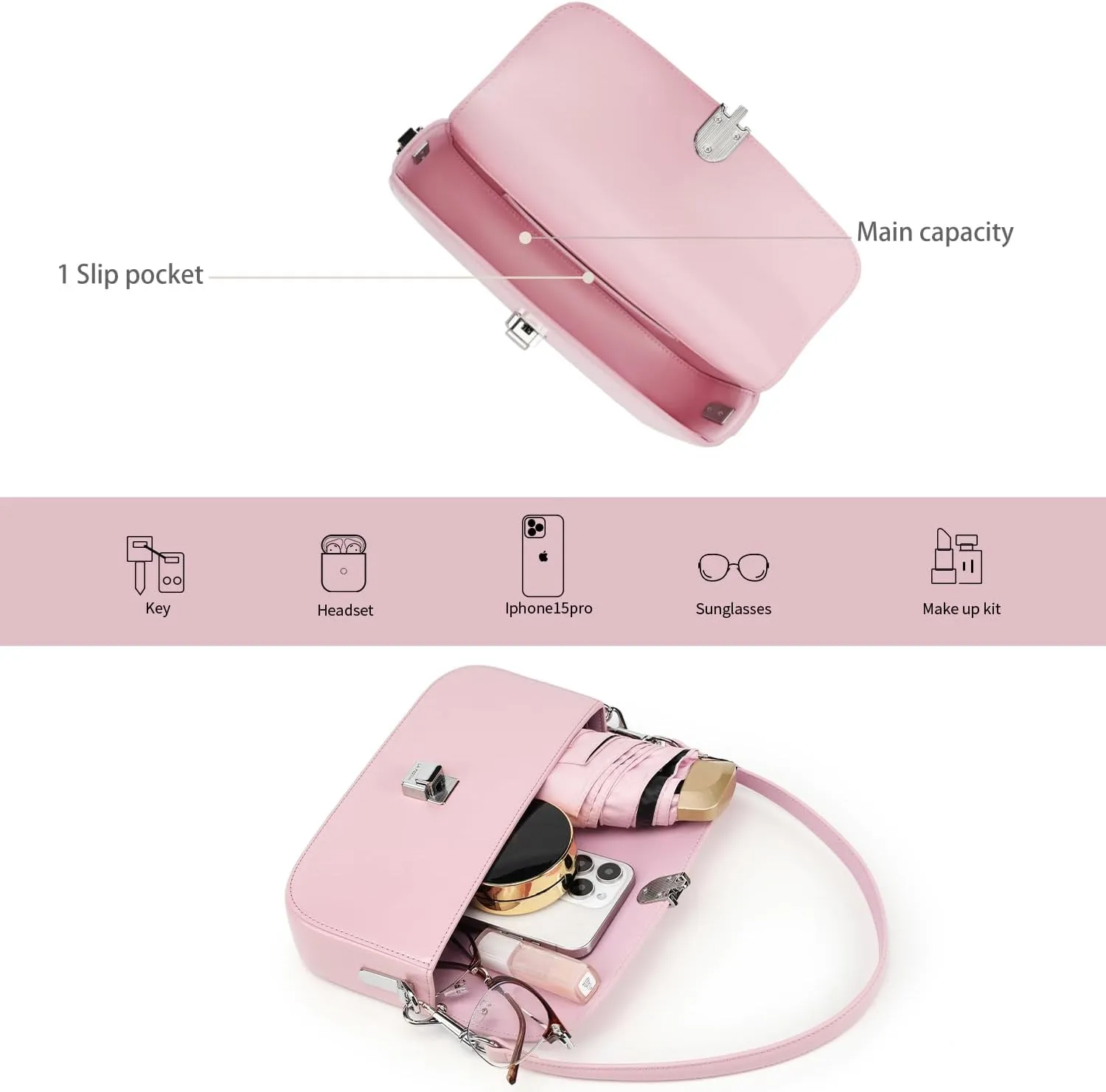 LA FESTIN Split Leather Crossbody Purses For Women With Dual Straps - Trendy Women's Shoulder Handbags Designer Satchel Bags