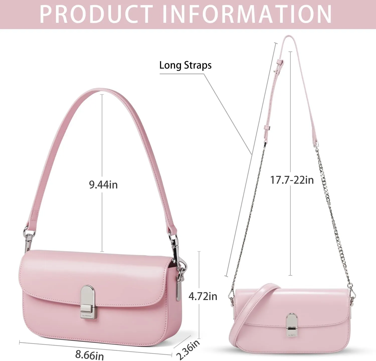 LA FESTIN Split Leather Crossbody Purses For Women With Dual Straps - Trendy Women's Shoulder Handbags Designer Satchel Bags