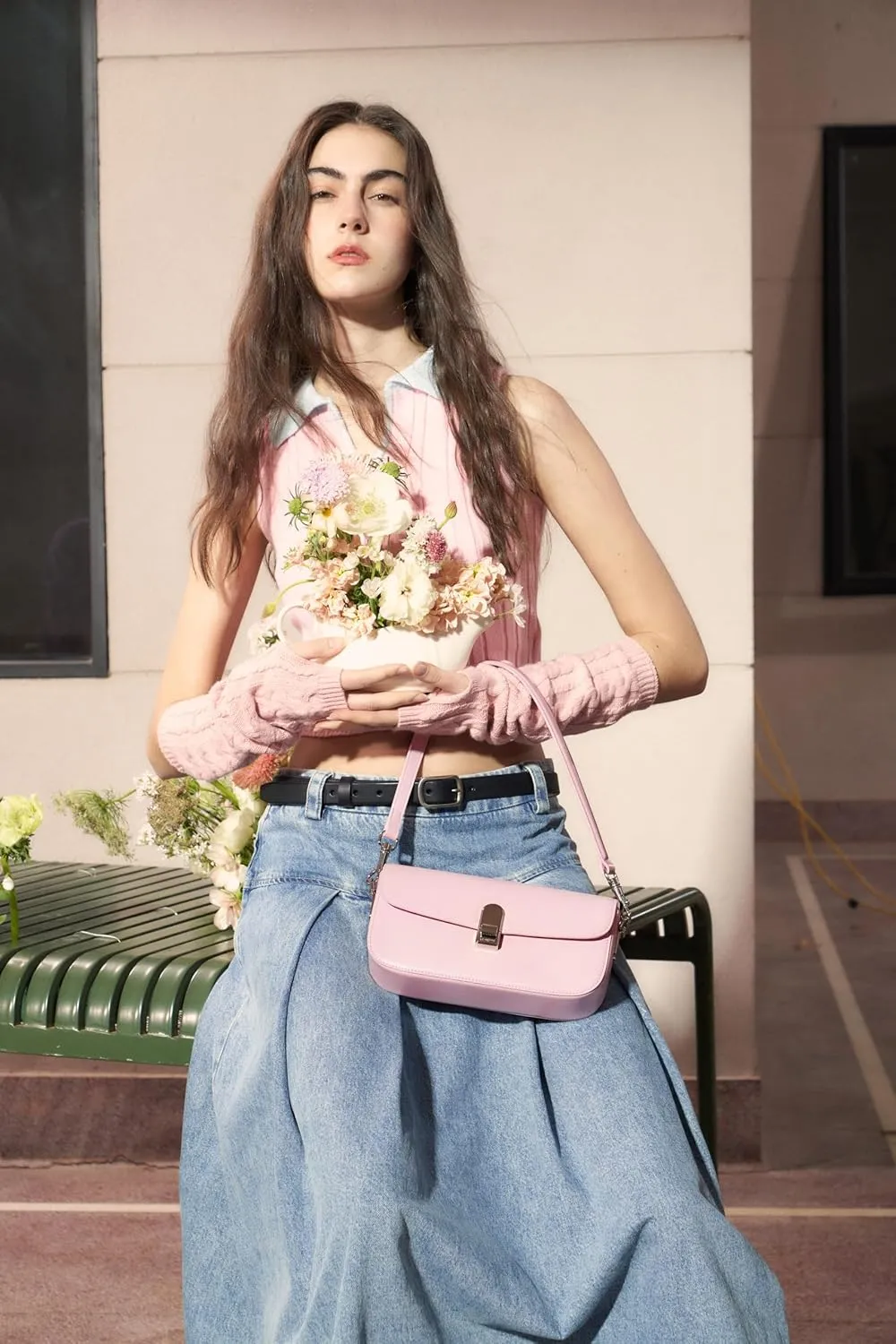 LA FESTIN Split Leather Crossbody Purses For Women With Dual Straps - Trendy Women's Shoulder Handbags Designer Satchel Bags
