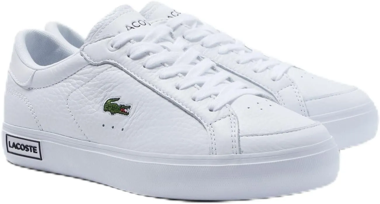 Lacoste Women's Powercourt Leather Considered Detailing Trainers, White & Black 147, 5