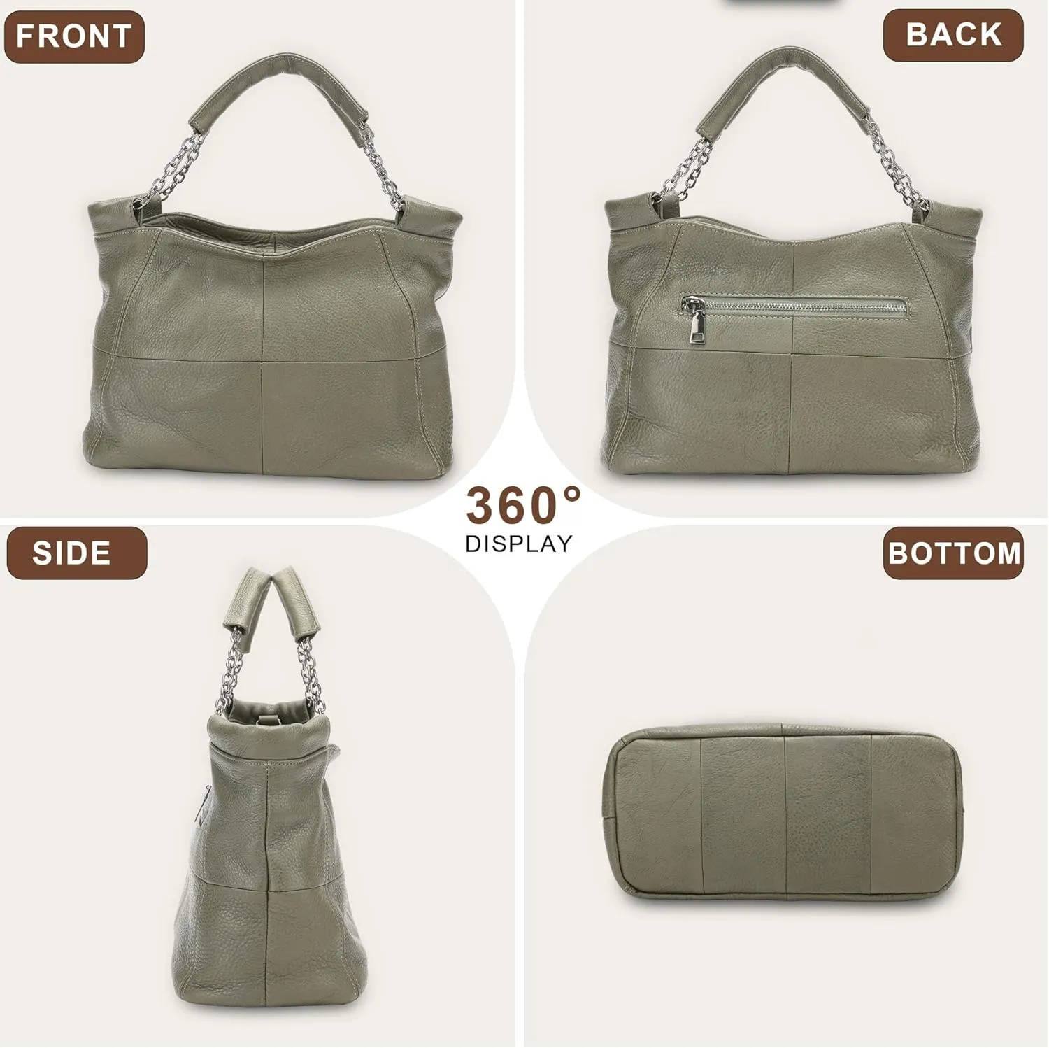 Ladies Crossbody Bag Multi Purpose Leather Handbag Adjustable Chain and Detachable Shoulder Bag