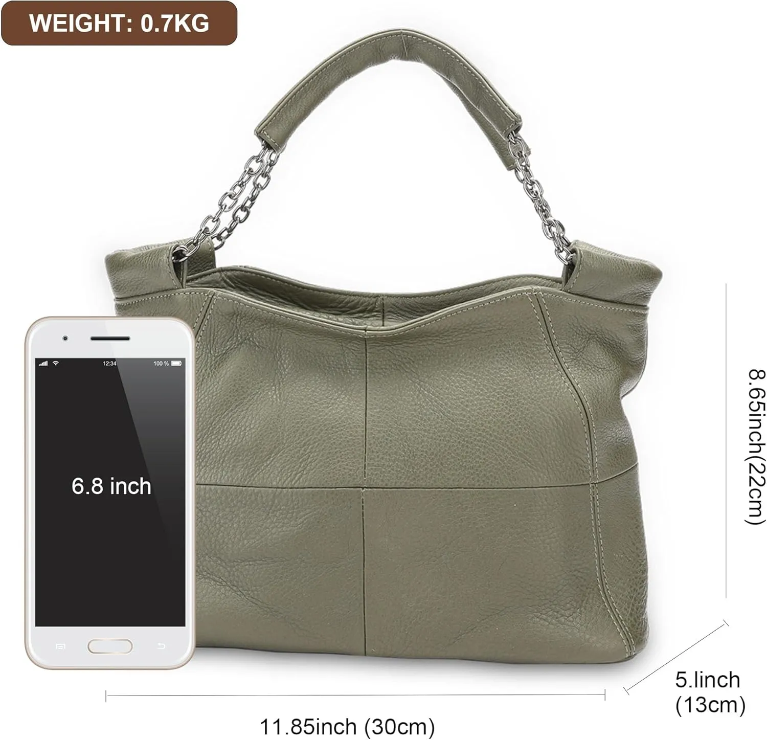 Ladies Crossbody Bag Multi Purpose Leather Handbag Adjustable Chain and Detachable Shoulder Bag
