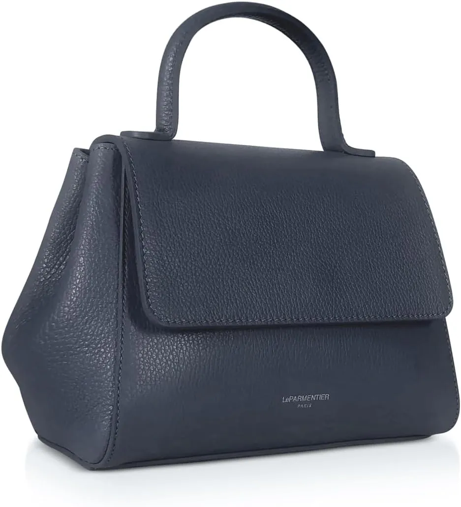 Ladyfinger Top Handle Handbag with Crossbody Strap, 9.4 x 7.1 x 4.7 inches, Genuine Embossed Leather