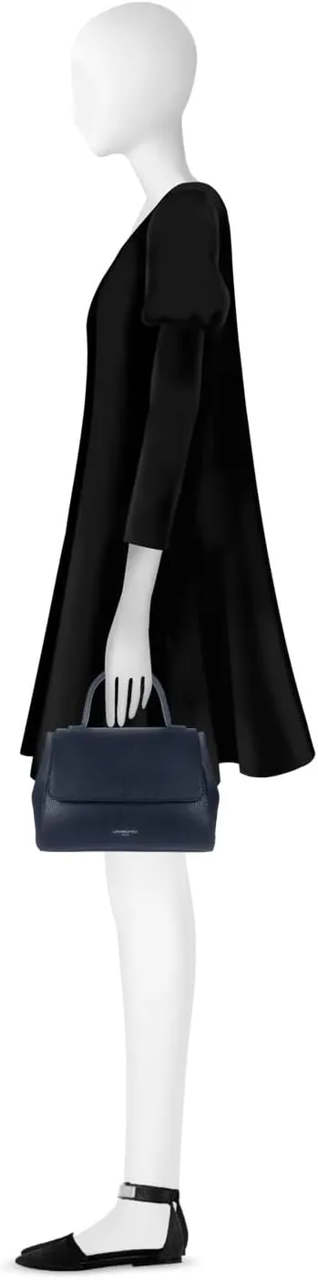 Ladyfinger Top Handle Handbag with Crossbody Strap, 9.4 x 7.1 x 4.7 inches, Genuine Embossed Leather