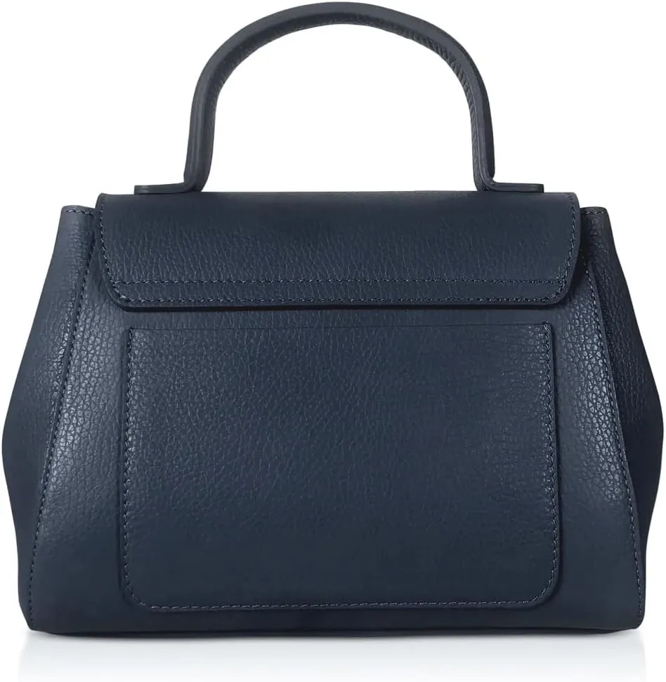 Ladyfinger Top Handle Handbag with Crossbody Strap, 9.4 x 7.1 x 4.7 inches, Genuine Embossed Leather