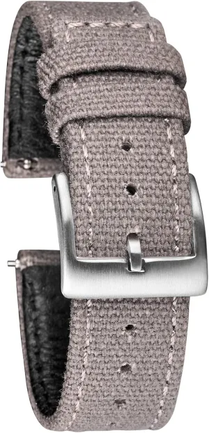 LAnGSHAW Canvas Watch Bands Quick Release White Two Pieces Watch Straps Heavy Duty Buckle 18mm 20mm 22mm (Band Color : Gray, Band Width : 22mm)