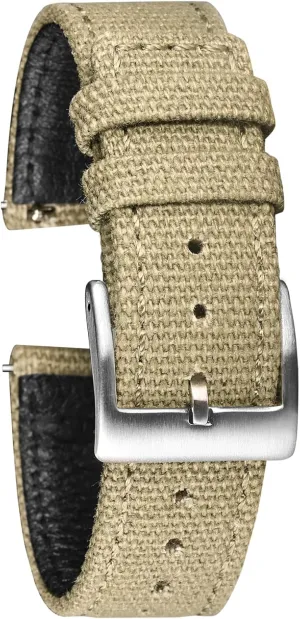 LAnGSHAW Canvas Watch Bands Quick Release White Two Pieces Watch Straps Heavy Duty Buckle 18mm 20mm 22mm (Band Color : Green, Band Width : 20mm)