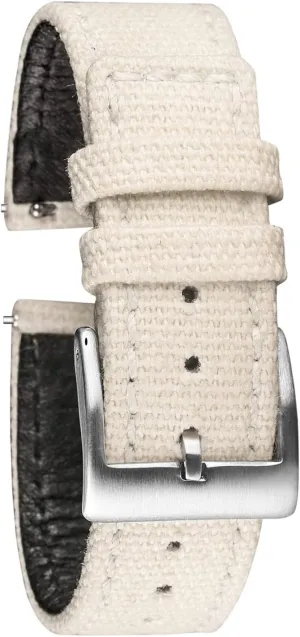 LAnGSHAW Canvas Watch Bands Quick Release White Two Pieces Watch Straps Heavy Duty Buckle 18mm 20mm 22mm (Band Color : Ivory, Band Width : 22mm)