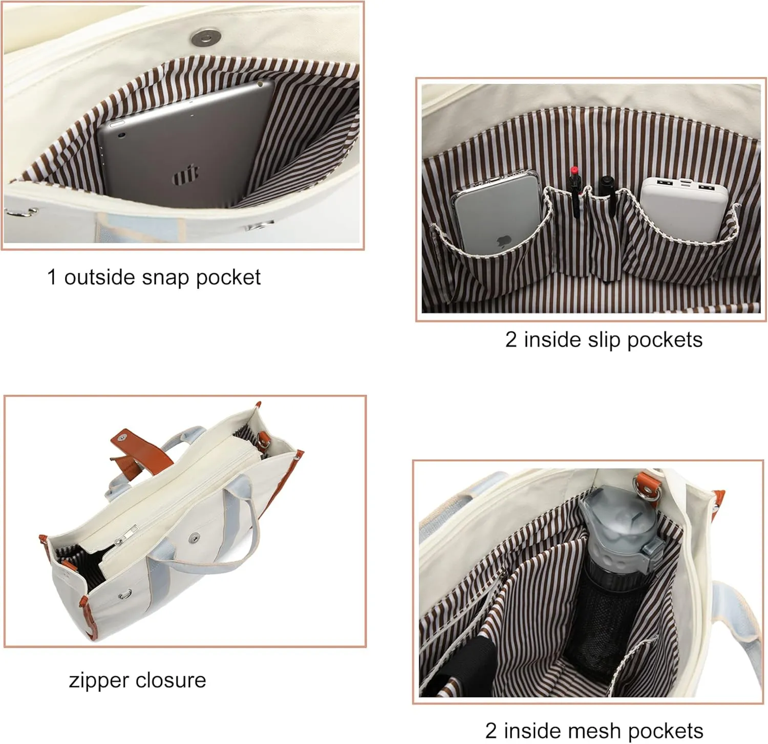 Laptop Bag for Women 15.6 Inch Lightweight Canvas Tote Bags Teacher Work Bag for School Travel