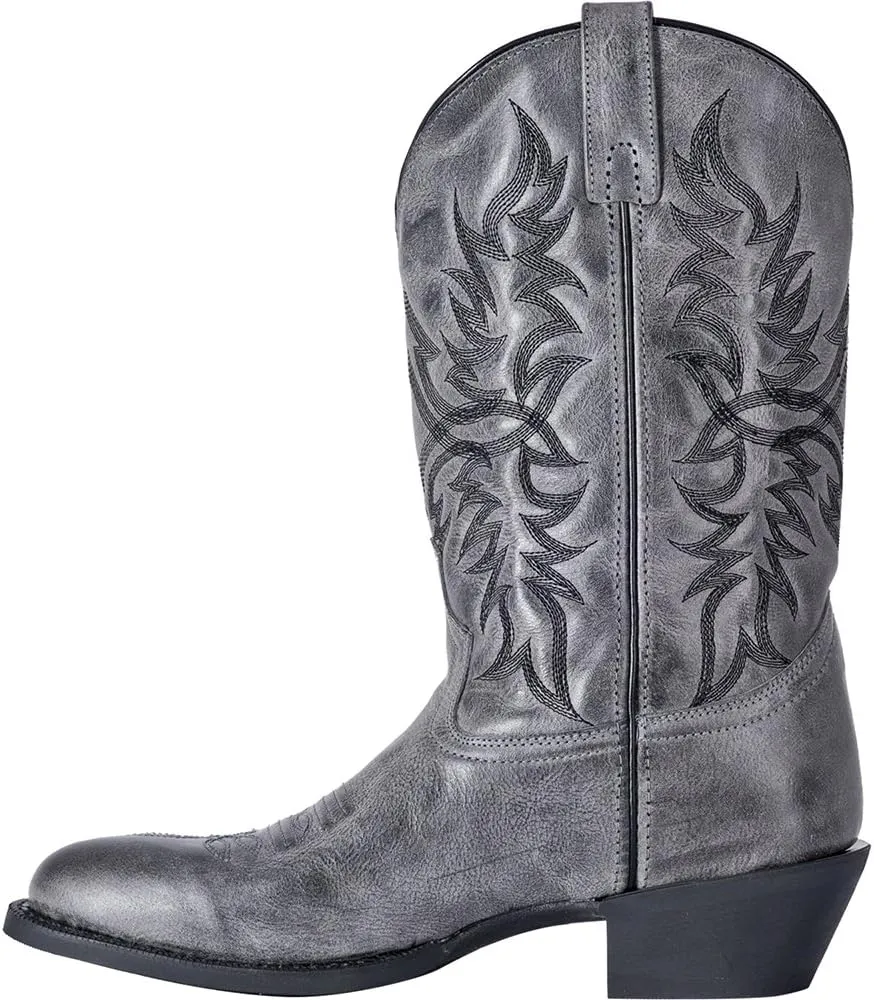 Laredo Mens Harding Embroidered Round Toe Pull On Casual Boots Mid Calf - Grey