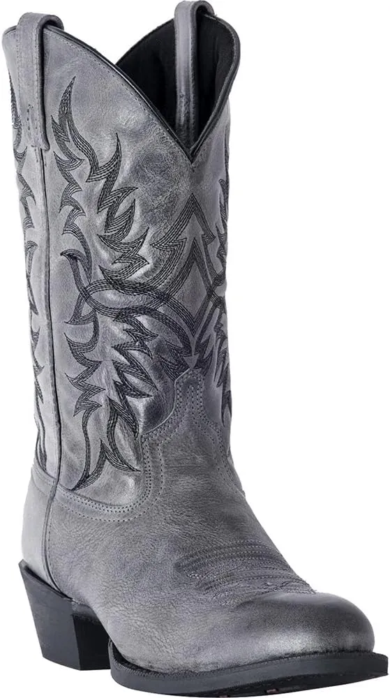 Laredo Mens Harding Embroidered Round Toe Pull On Casual Boots Mid Calf - Grey