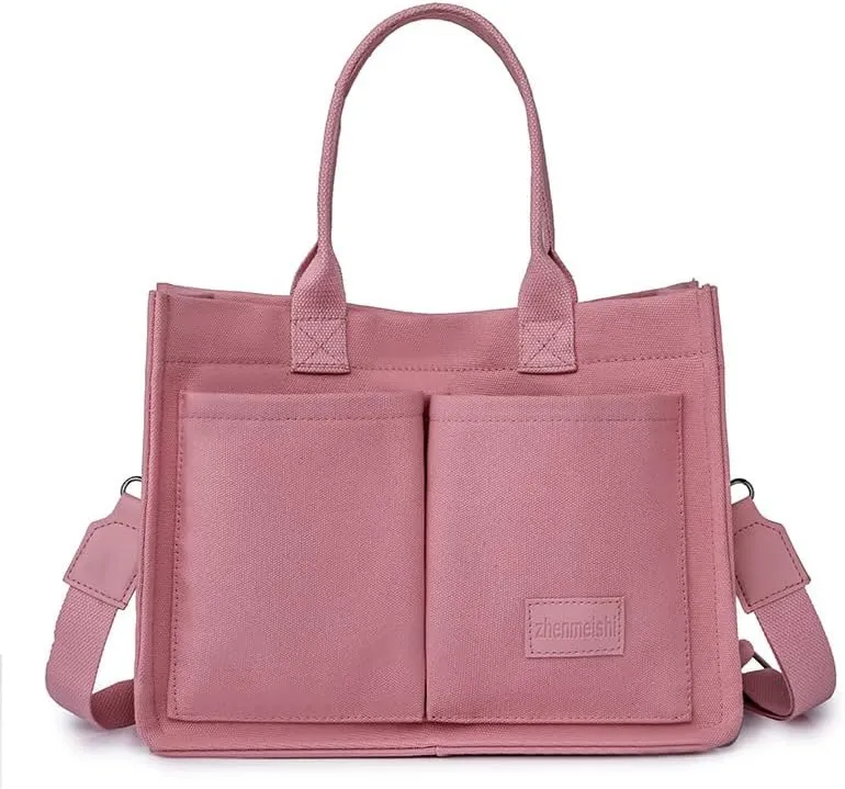 Large Canvas Tote Bag for Women, Computer Bags for Laptops for Women, Multiple Pockets Are Suitable for Work