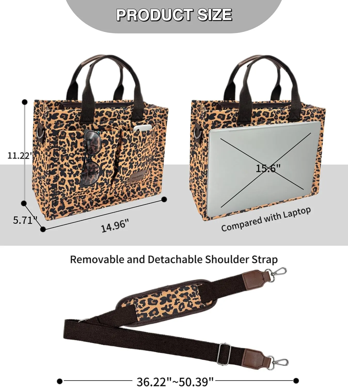 Large Canvas Tote Bag for Women Work Tote Bags with Pockets Laptop Crossbody Purses Everyday Bag Handbags for Travel
