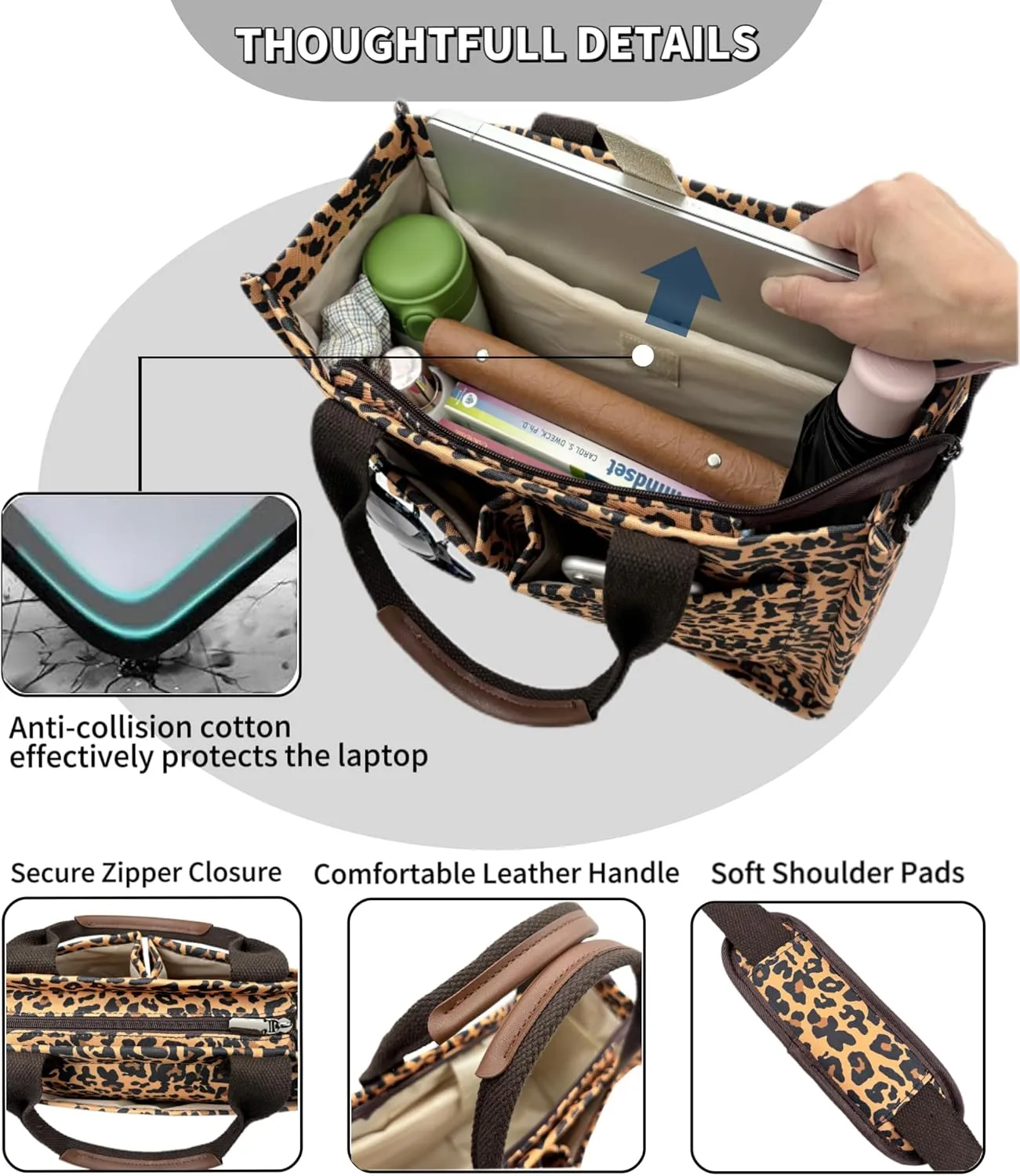 Large Canvas Tote Bag for Women Work Tote Bags with Pockets Laptop Crossbody Purses Everyday Bag Handbags for Travel