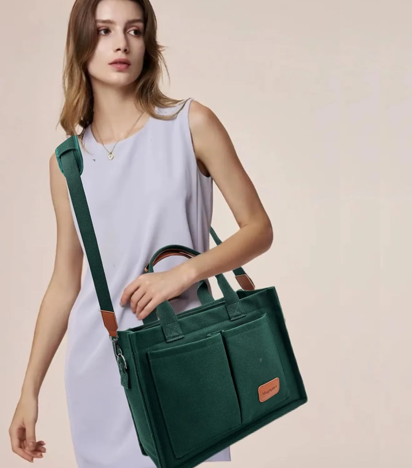 Large Canvas Tote Bag for Women Work Tote Bags with Pockets Laptop Crossbody Purses Everyday Bag Handbags for Travel