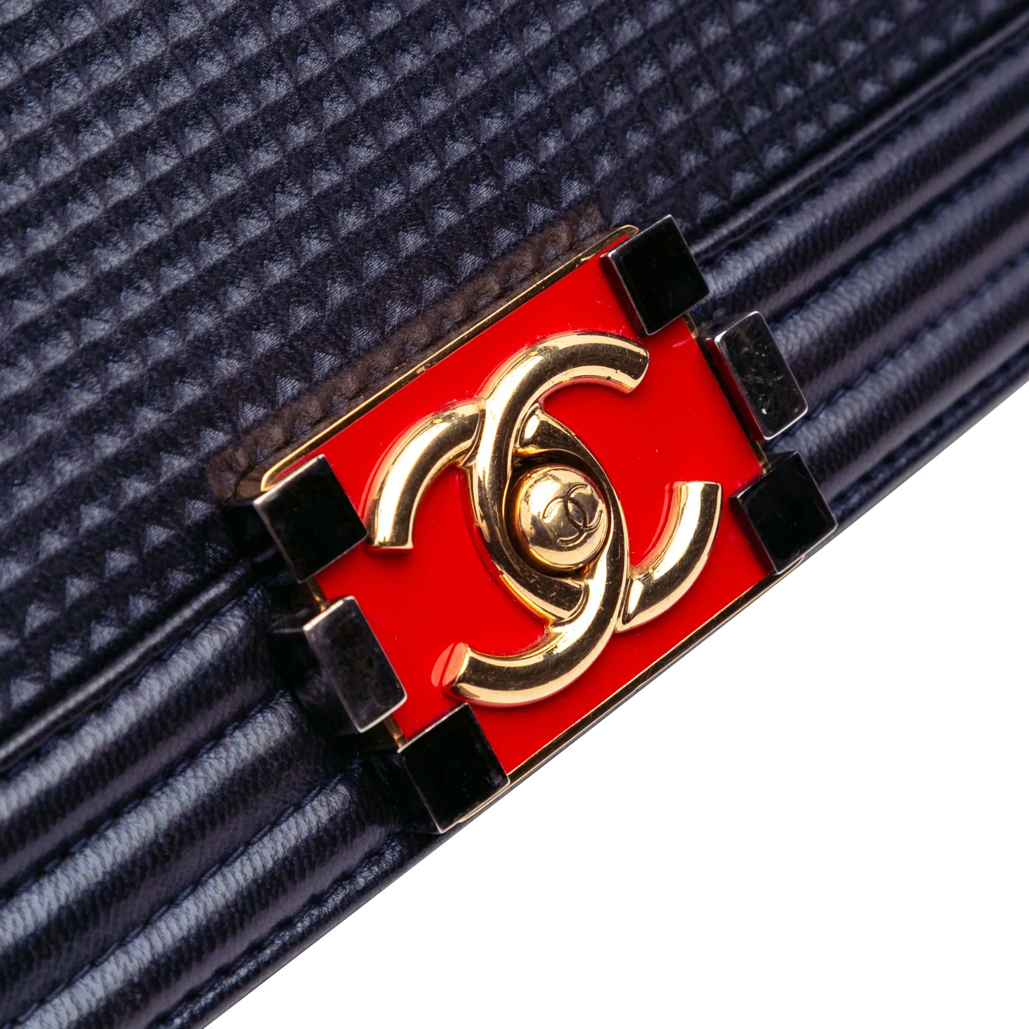 Large Lambskin Embossed Boy Cube Flap