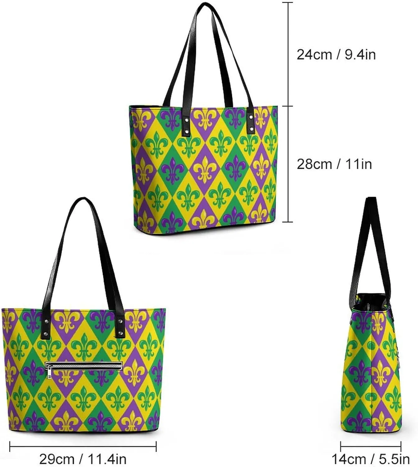 Large Tote Bag Fashion Handbag With Zipper For Women And Men
