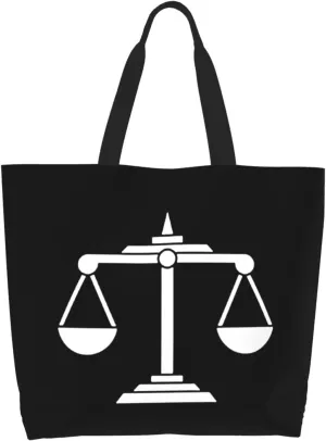 Lawyer Scales of Justice Art Canvas Tote Bags for Women, Ladies Shoulder Handbags Large Purse Lightweight Foldable Reusable Shopping Bag with Pockets for Work, Travel, 15.7x19.7in