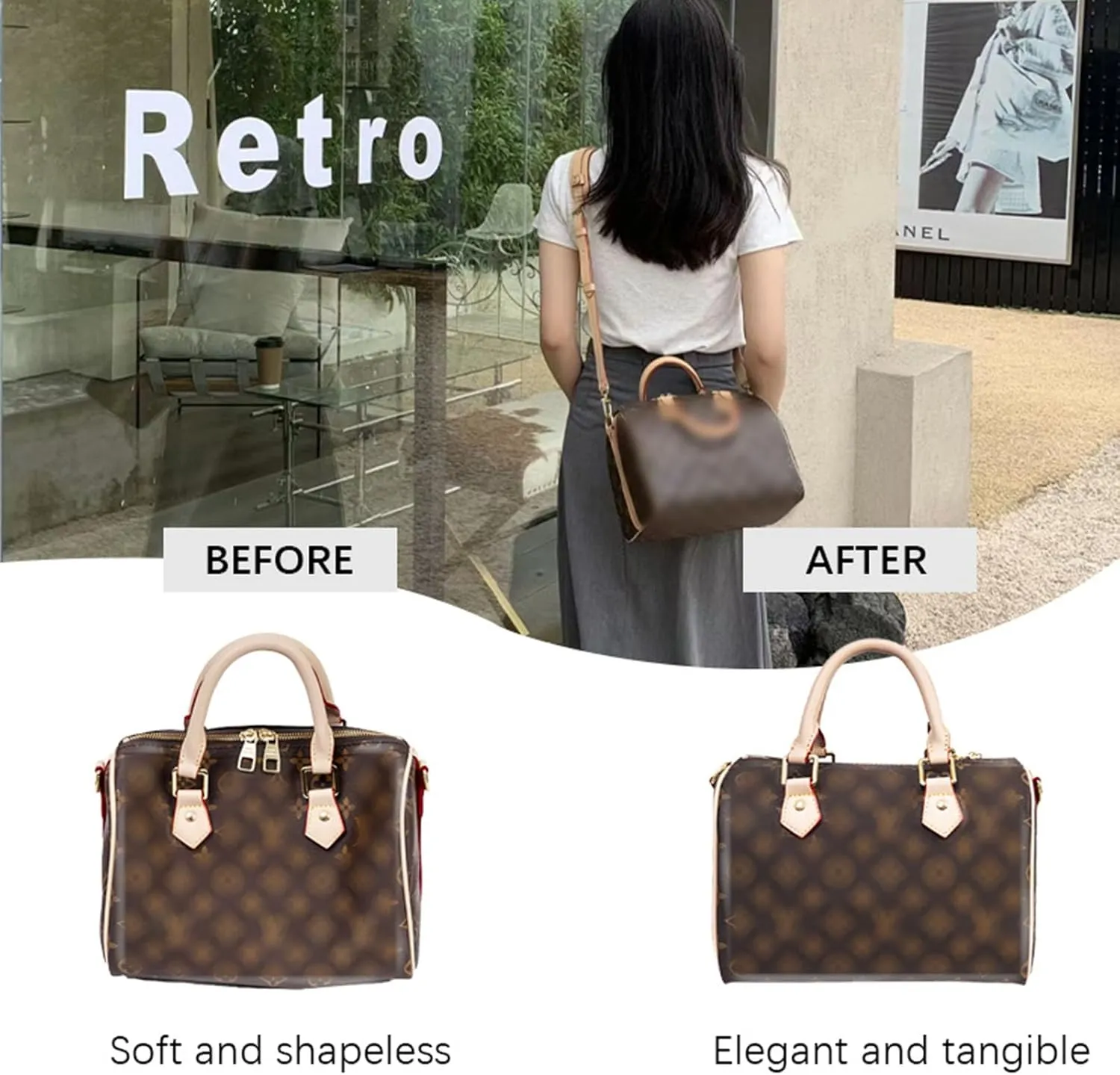 Lckaey small purse organizer for Speedy 16 HandBag protective insert Tote Bag and hand bag protector Y095Khaki-Mini