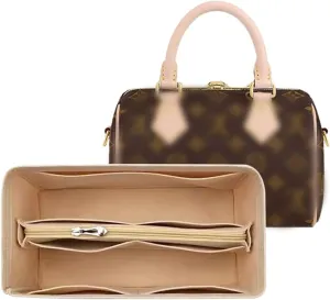 Lckaey small purse organizer for Speedy 16 HandBag protective insert Tote Bag and hand bag protector Y095Khaki-Mini