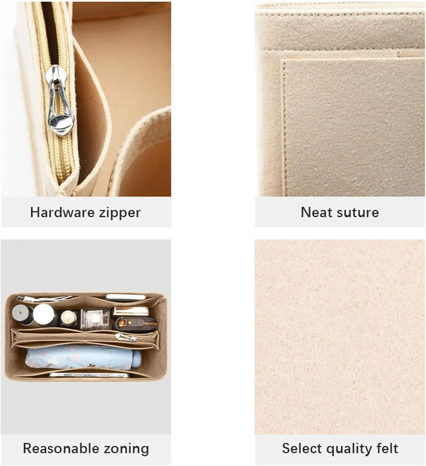 Lckaey small purse organizer for Speedy 16 HandBag protective insert Tote Bag and hand bag protector Y095Khaki-Mini
