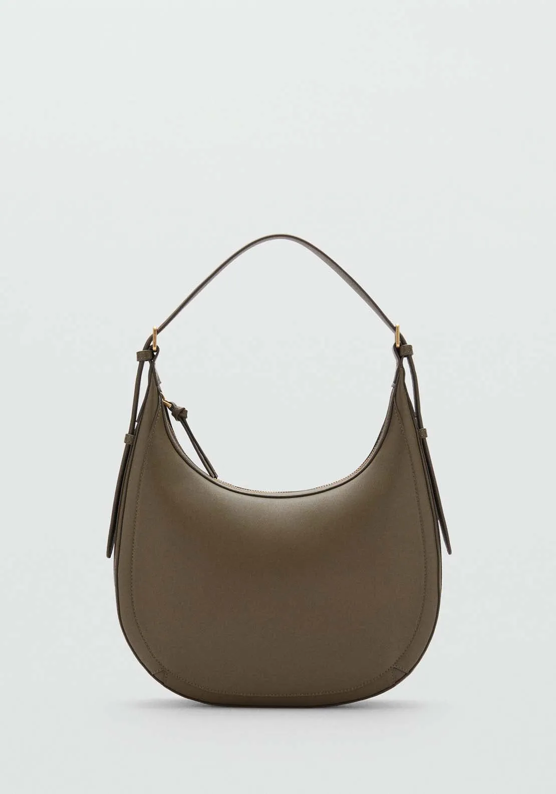 Leather-effect shoulder bag - Beige/khaki