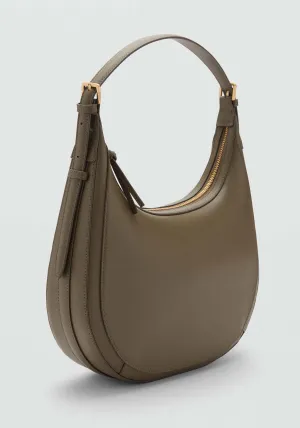 Leather-effect shoulder bag - Beige/khaki