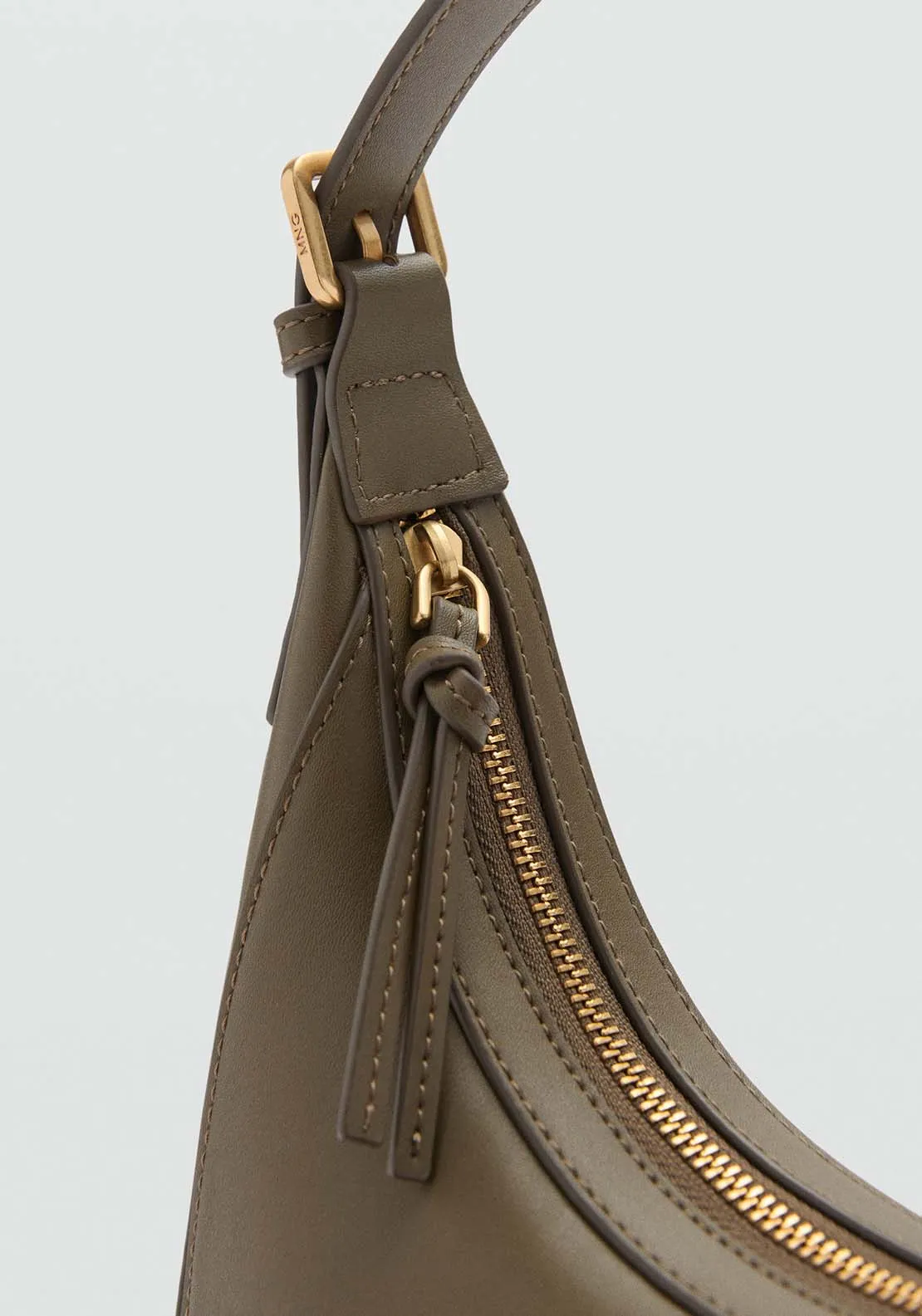 Leather-effect shoulder bag - Beige/khaki