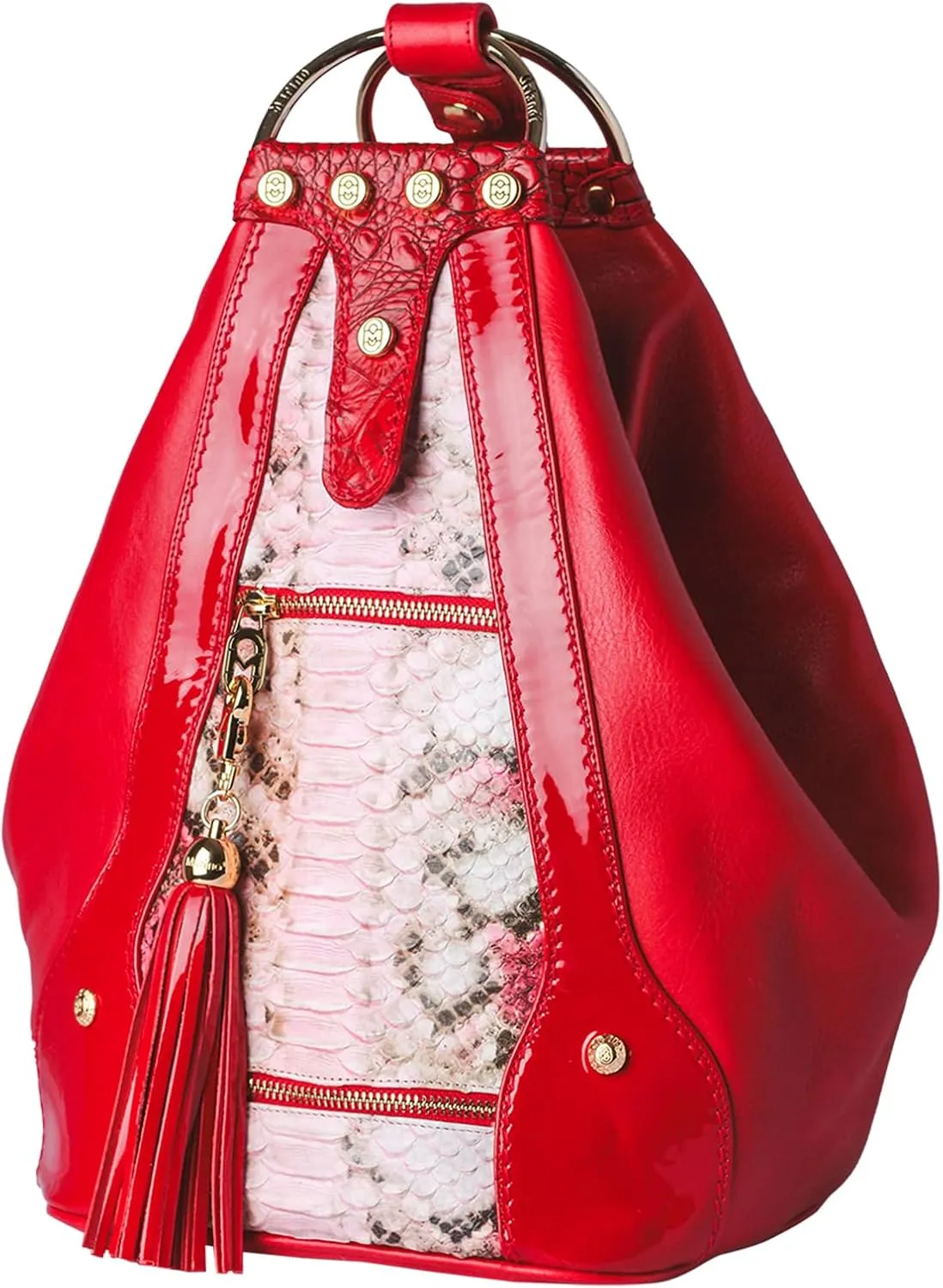Leather Handbags Backpack Bucket Purse for Women Rose Quartz Python Embossed Red Tote Bag Italian Designer Bag