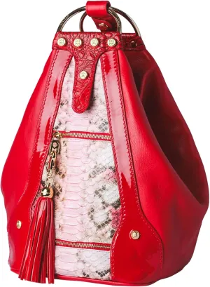 Leather Handbags Backpack Bucket Purse for Women Rose Quartz Python Embossed Red Tote Bag Italian Designer Bag