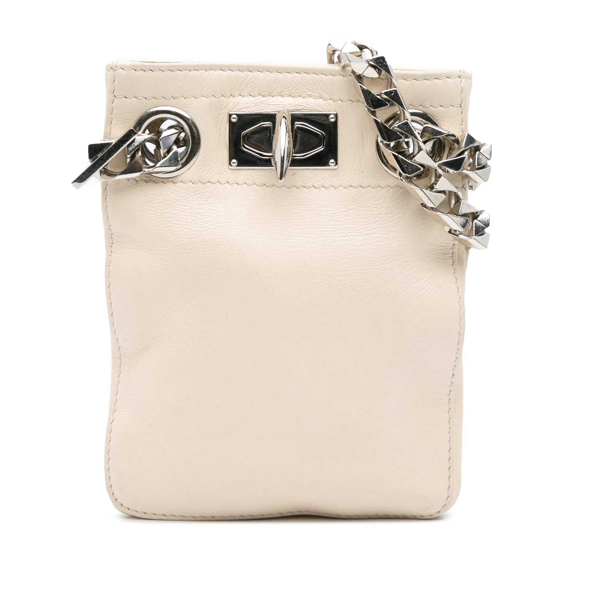 Leather Shark Lock Chain Shoulder Bag