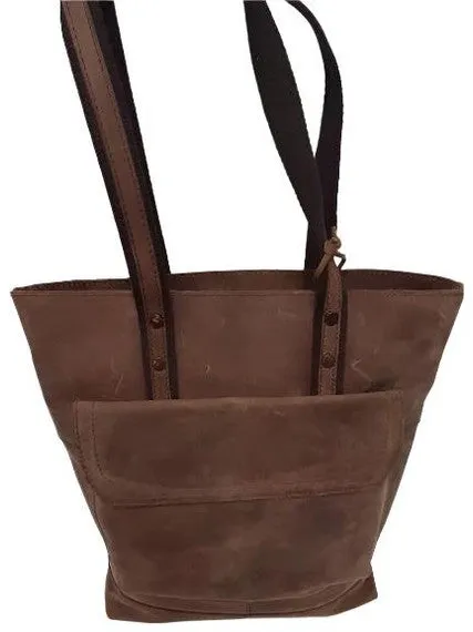 Leather Tote Bag with Pockets-11x14"