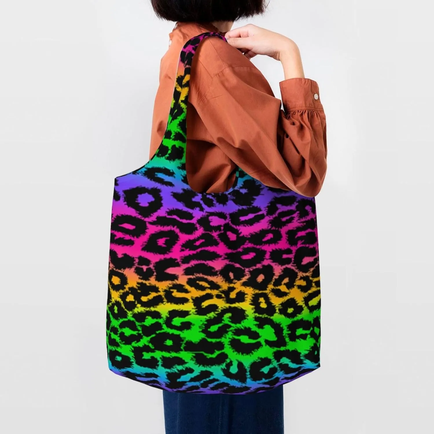 Leopard Zebra Animal Print Canvas Tote Bags Reusable Shopping Bag Handbag for Shopper Beach Gifts