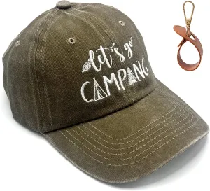 Let’s go Camping Hat Adjustable Baseball Cap Outdoor Explore Vintage Hats for Men Women Camper