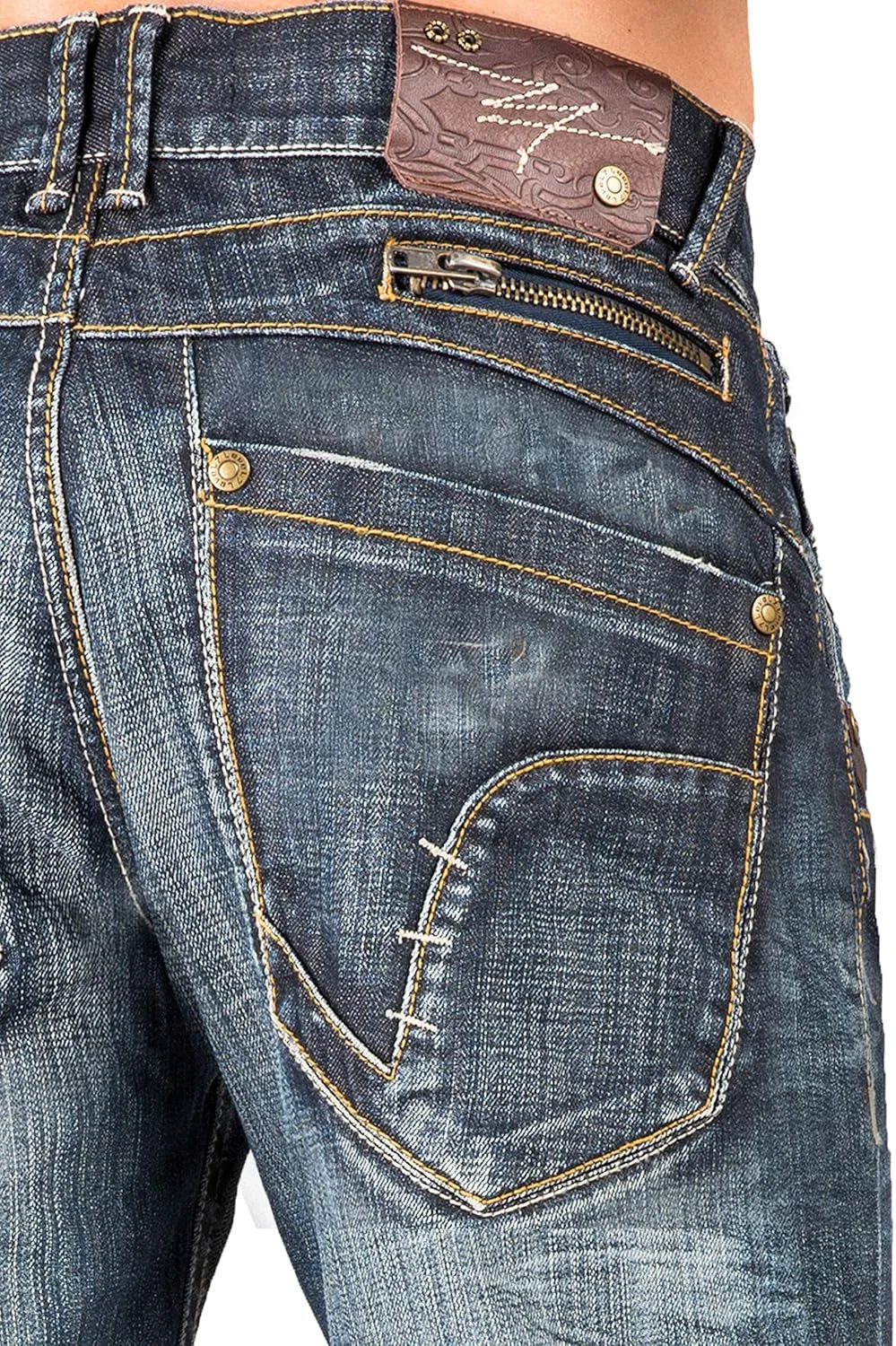 Level 7 Men's Relaxed Bootcut & Relaxed Straight Leg Denim Distressed Jeans with Zipper Pocket