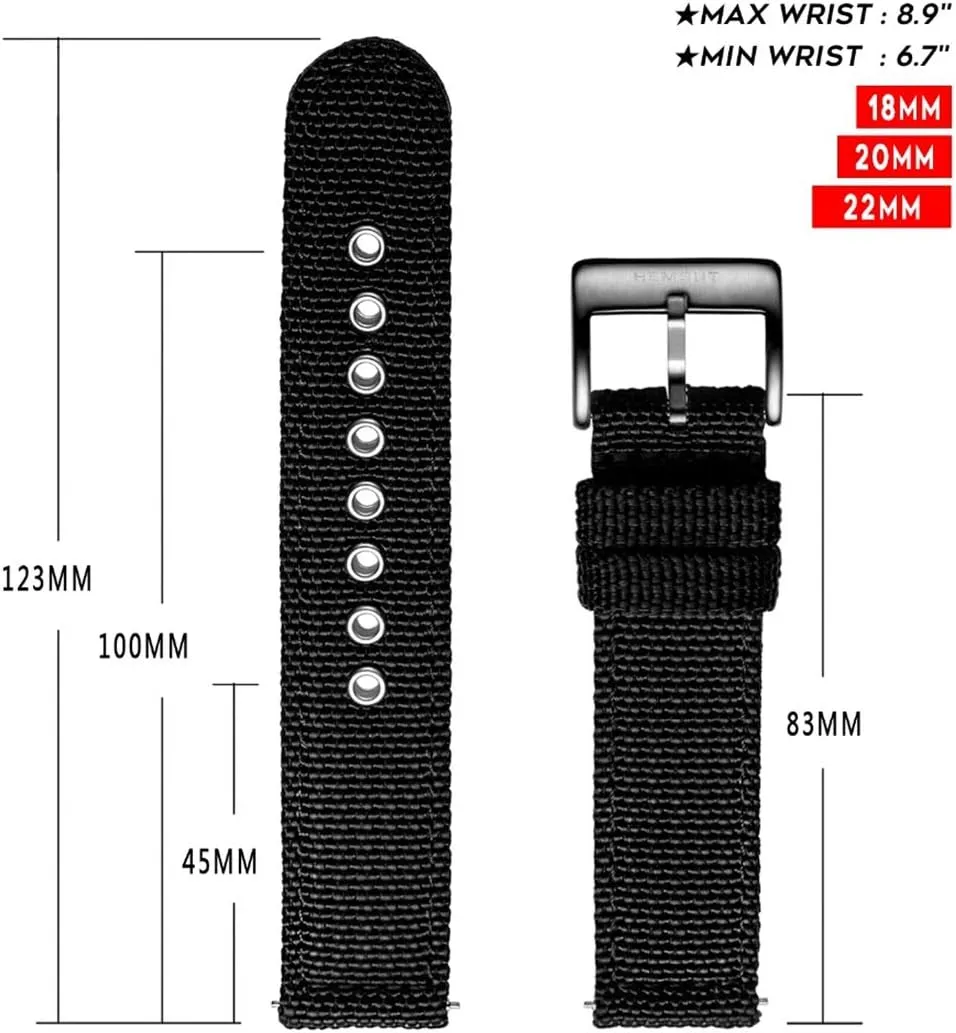 LEVINE watch strapStylish and elegant Watch Straps for Men Women,Men and Womens 18mm/20mm/22mm/24mm Canvas Watch Bands with Quick Release Pin Waterproof Military Watch Strap