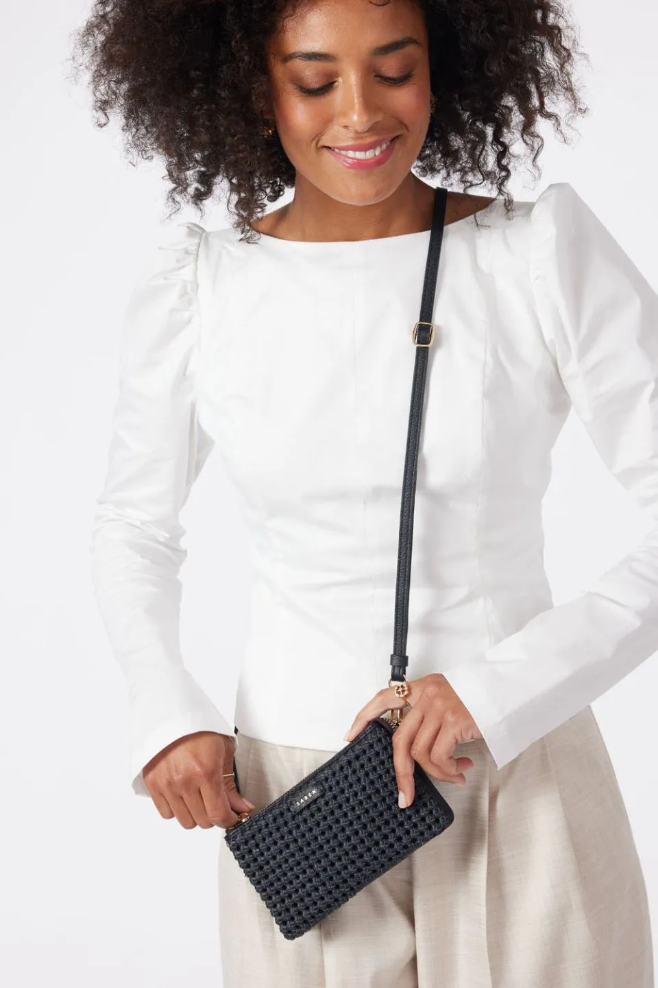Lily Black Braid Crossbody Bag