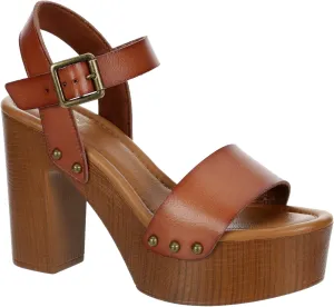 Limelight April Apple - Women's Faux Wooden High Heeled Platform Dress Sandals