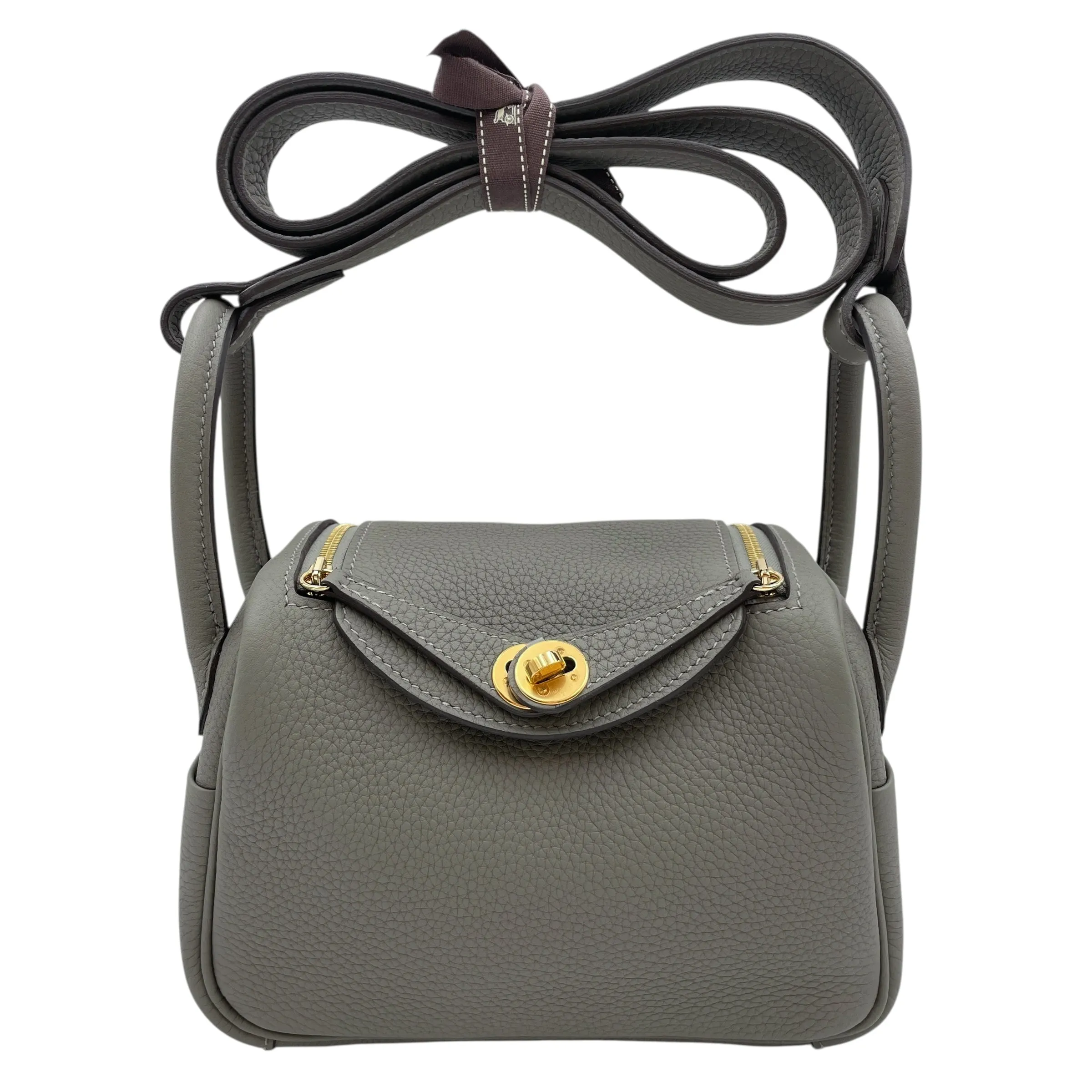 Lindy Mini Gris Meyer in Clemence, Gold hardware