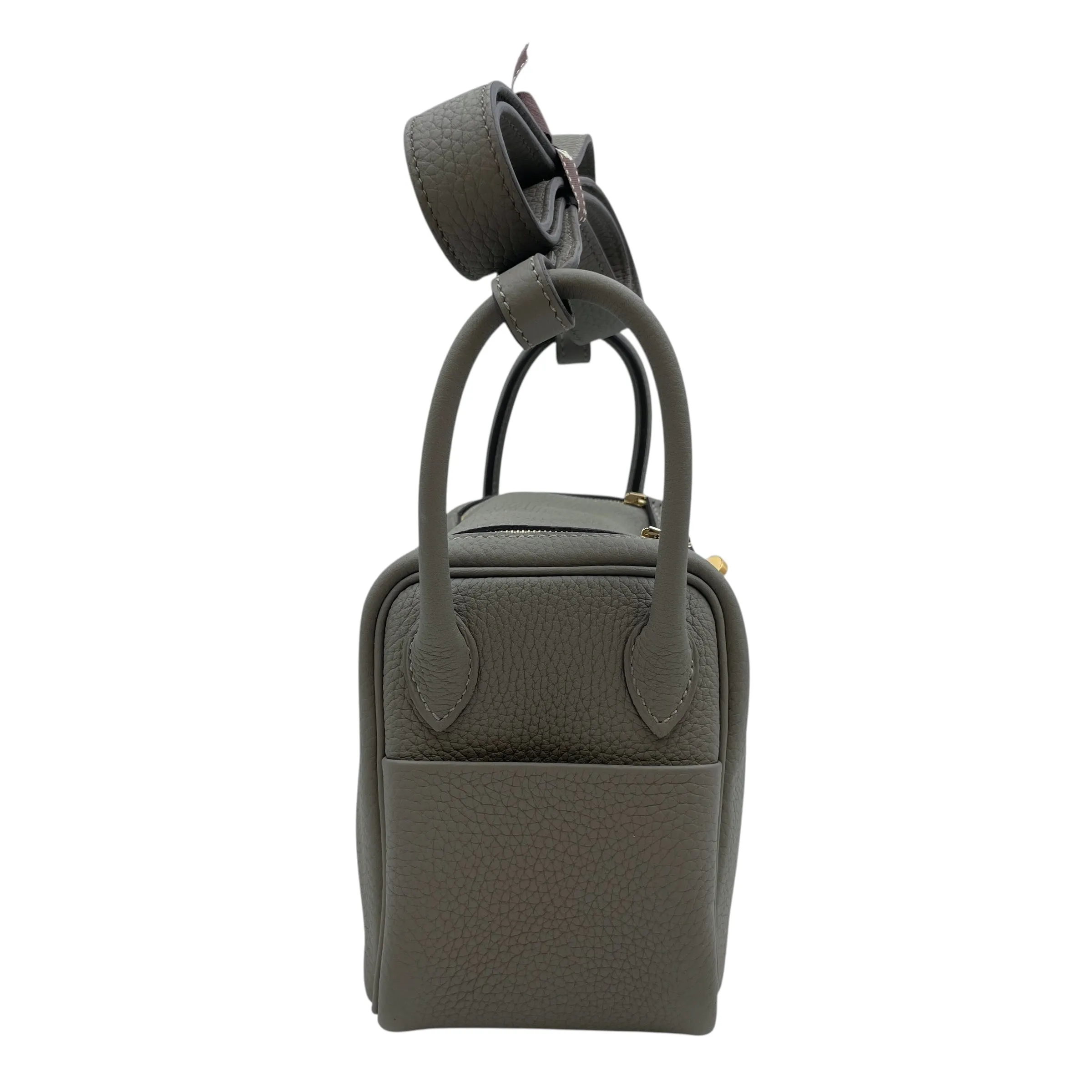 Lindy Mini Gris Meyer in Clemence, Gold hardware
