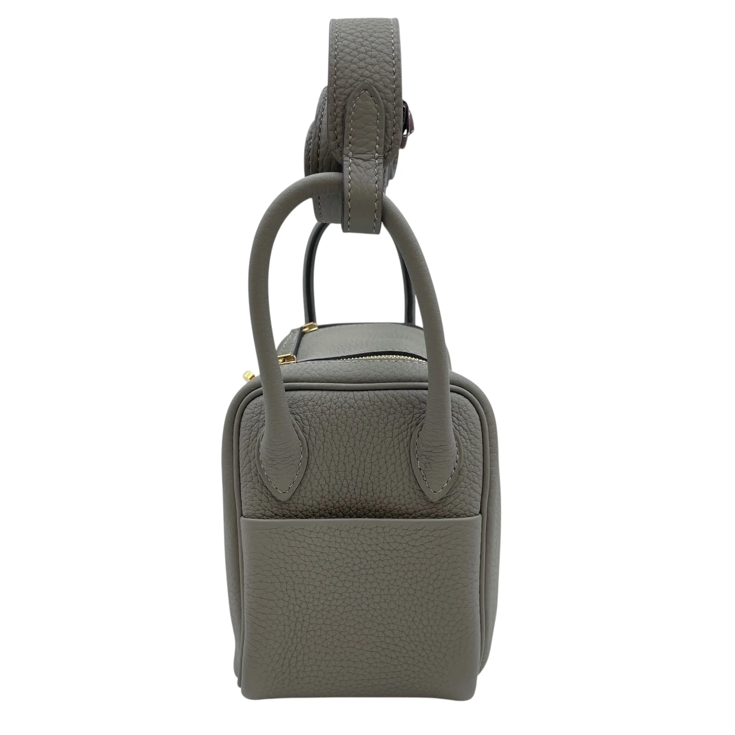 Lindy Mini Gris Meyer in Clemence, Gold hardware
