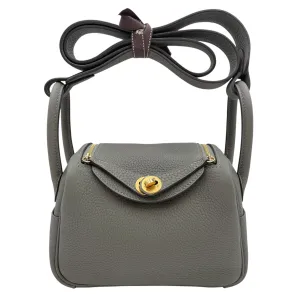 Lindy Mini Gris Meyer in Clemence, Gold hardware